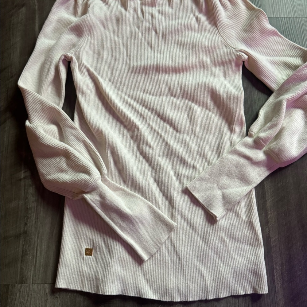 Ralph Lauren White Ribbed Long Sleeve Top